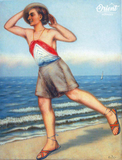 Tableau de R. Redko “Une jeune fille sur la plage”, galerie du musée de Savitsky, Noukous 